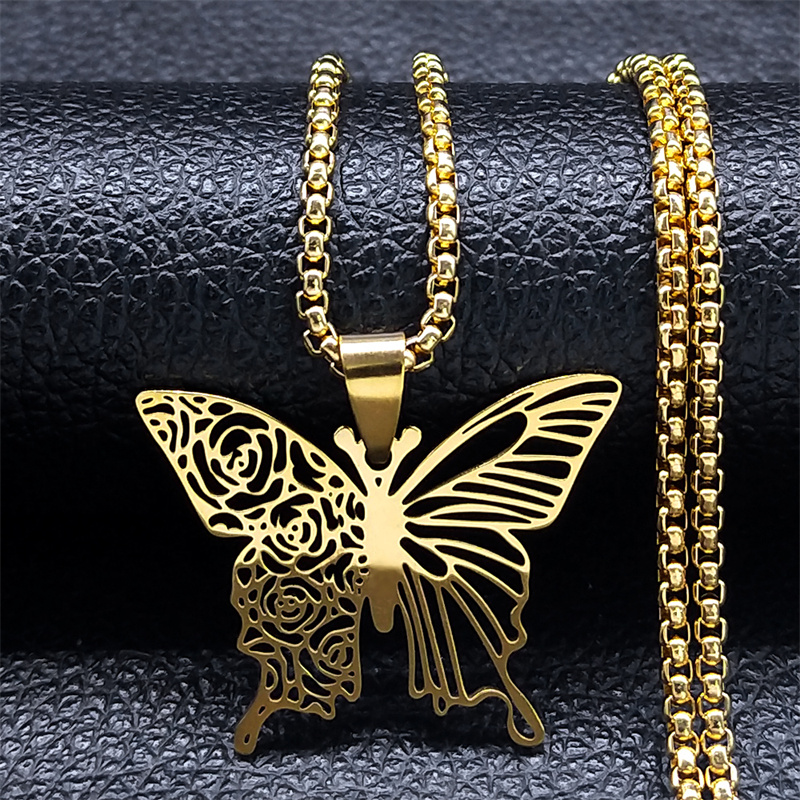 Butterfly Clasp Deployant - Collar con Colgante de Mariposa y