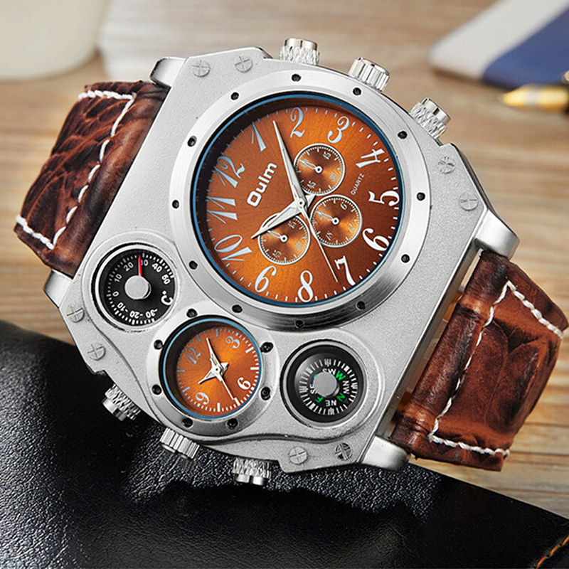 Leather Watch Band Men - Nuevo modelo OULM, reloj de cuarzo