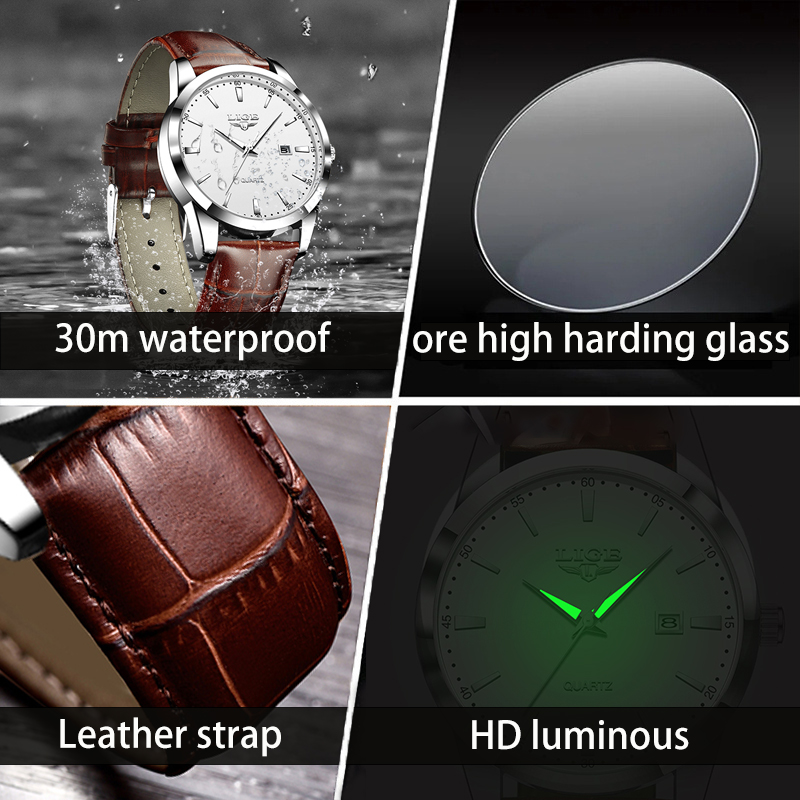 Reloj LIGE para Hombre, correa - Leather Watch Band Men reseña y precio