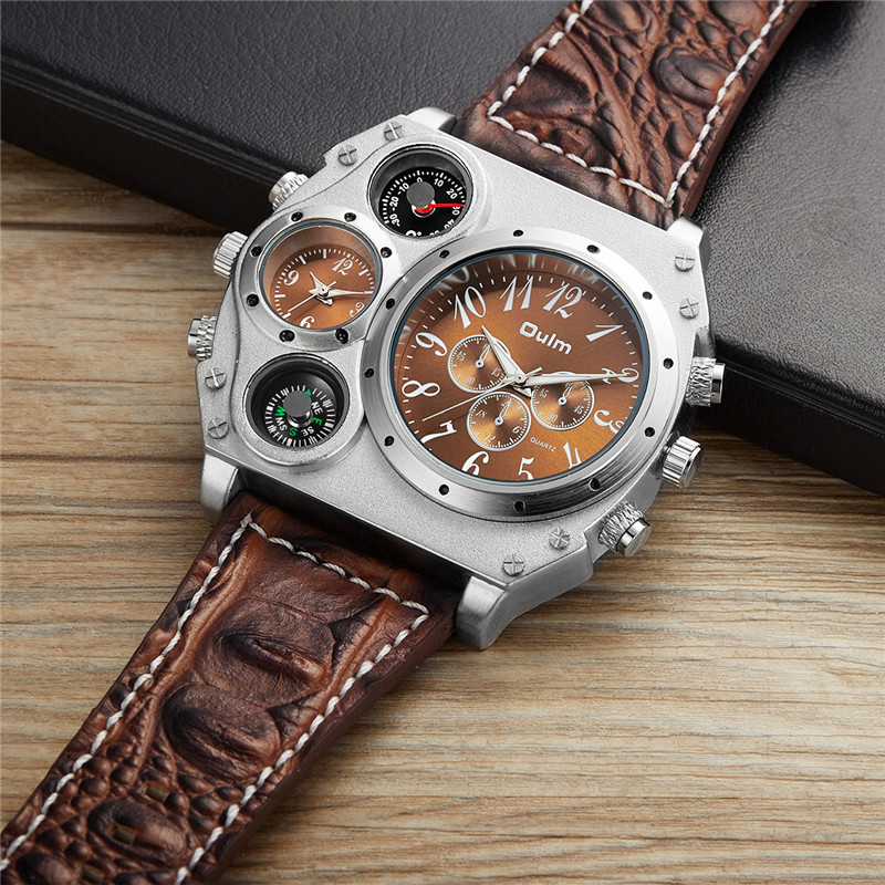 Nuevo modelo OULM, reloj de cu - Leather Watch Band Men reseña y precio