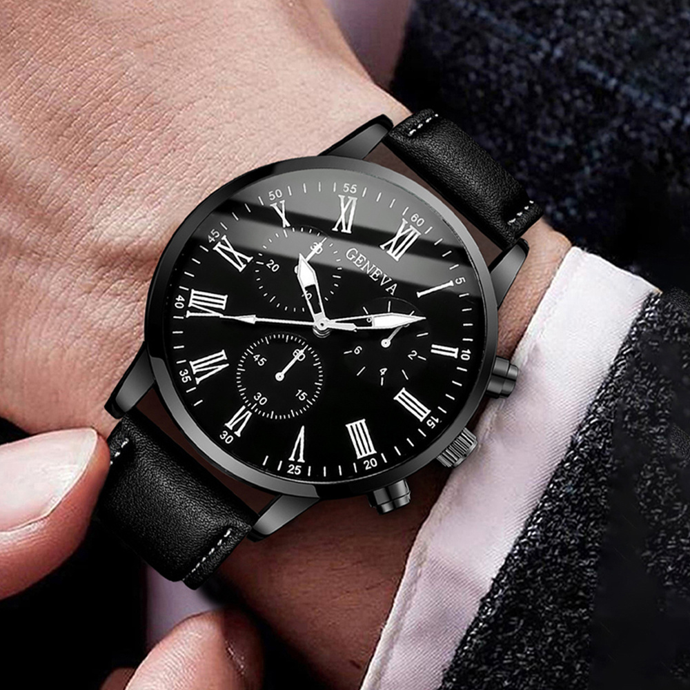Reloj de cuarzo con correa de  - Leather Watch Band Men reseña y precio