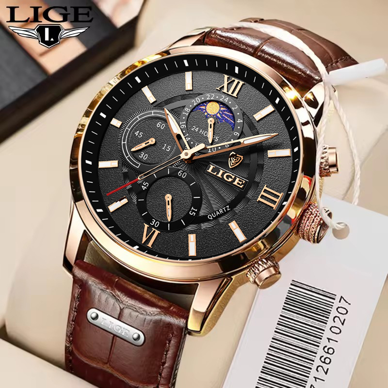 Relojes para hombre LIGE, relo - Suede Strap Watch reseña y precio