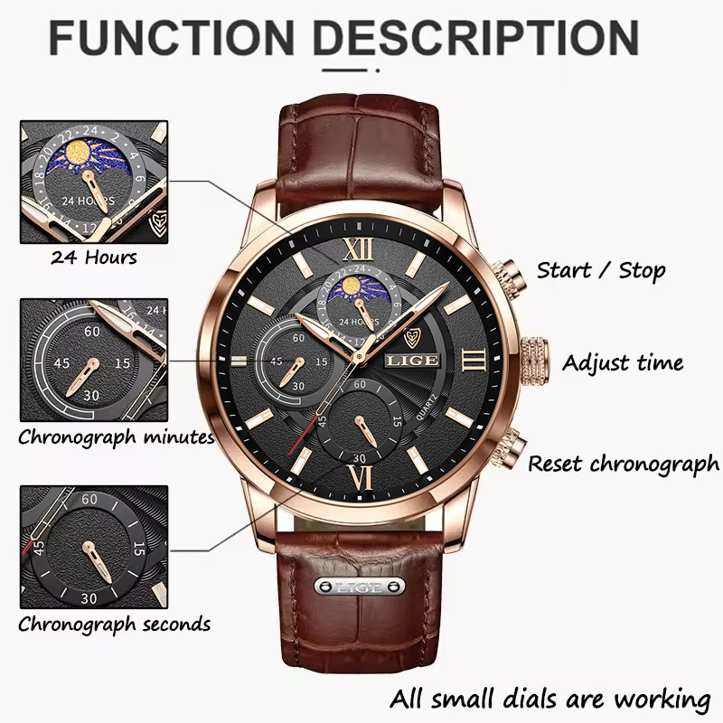 Relojes para hombre LIGE, relo - Suede Strap Watch reseña y precio