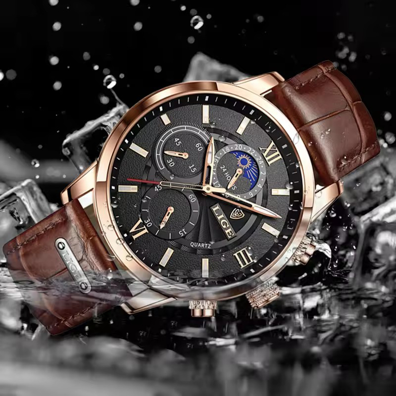 Relojes para hombre LIGE, relo - Suede Strap Watch reseña y precio